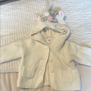 GAP Cream and Silver Hooded Knit Jacket